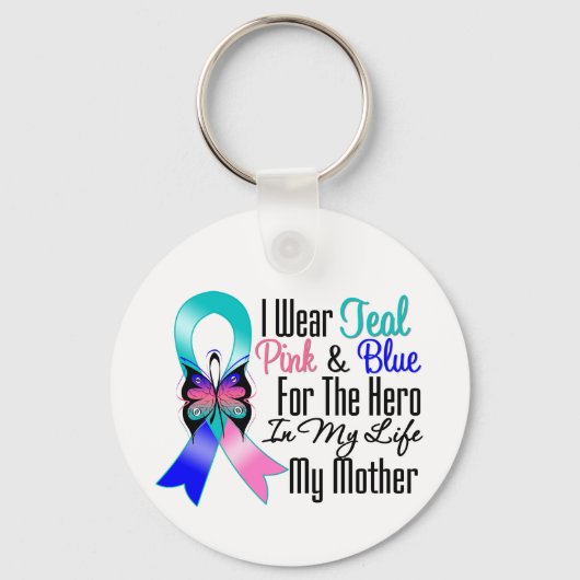 Thyroid Cancer Ribbon Hero Mijn moeder Sleutelhanger (Voorkant)