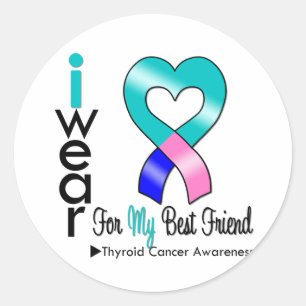 Thyroid Cancer Ribbon voor mijn beste vriend Ronde Sticker