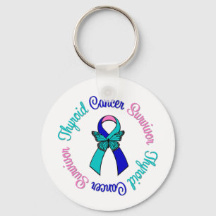 Thyroïd Cancer Survivor Butterfly Ribbon Sleutelhanger