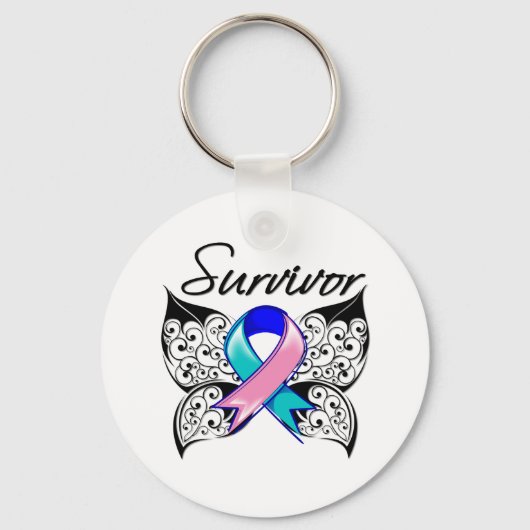Thyroïd Cancer Survivor Butterfly Sleutelhanger (Voorkant)