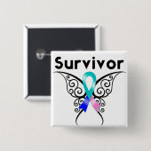 Thyroïd Cancer Survivor Tribale Butterfly Vierkante Button 5,1 Cm (Voorkant /achterkant)