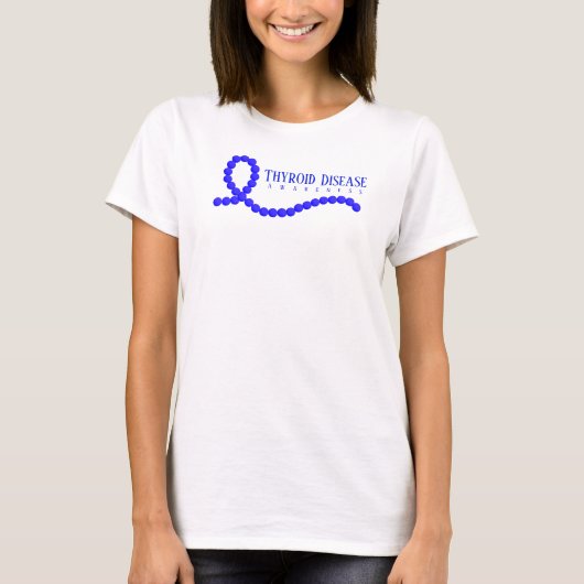 Thyroïd Disease Awareness Blue Ribbon Beads T-shirt (Voorkant)