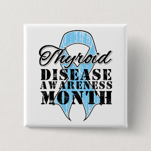 Thyroïd Disease Awareness Maand Vierkante Button 5,1 Cm