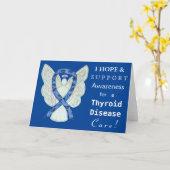 Thyroid Disease Awareness Ribbon Paisley Blue Card Kaart (Gele Bloem)