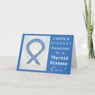 Thyroid Disease Awareness Ribbon Paisley Blue Card Kaart