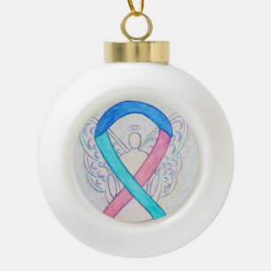 Thyroïde kanker Bewustwording Ribbon Angel Ornamen Keramische Bal Ornament
