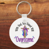 Thyroïde kanker met God mijn vriend zal overkomen Sleutelhanger (Voorkant)