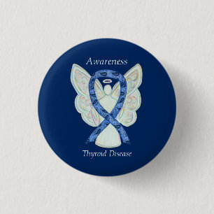 Thyroïde ziekte Bewustmaking Angel Paisley Ribbon Ronde Button 3,2 Cm