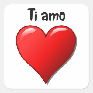 Ti amo - Ik hou van je in het Italiaans Vierkante Sticker
