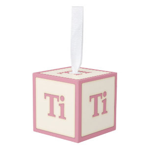 "Ti" Solfeggio Musical Baby Blokken Roze Kubus Ornament