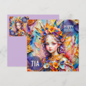 TIA ~ Carte d'anniversaire ~ Fleur Fairy ~ (Devant / Derrière)