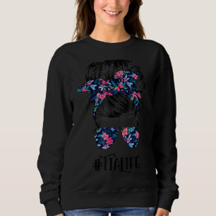 Tia Life Messy Hair Bun Flower Women Moederdag Trui