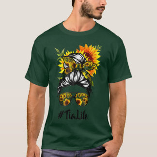 Tia Life Messy Hair Bun Sunflower Vrouwen Da T-shirt