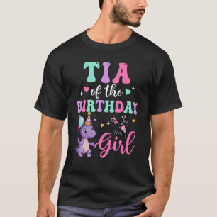 Tia van de verjaardag voor meisje dinosaurus T-Rex T-shirt