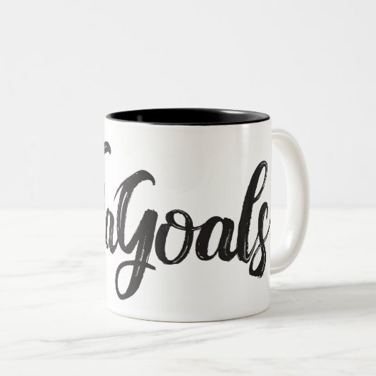 #TiaGoals, Grunge modern script Tweekleurige Koffiemok (Voorkant rechts)