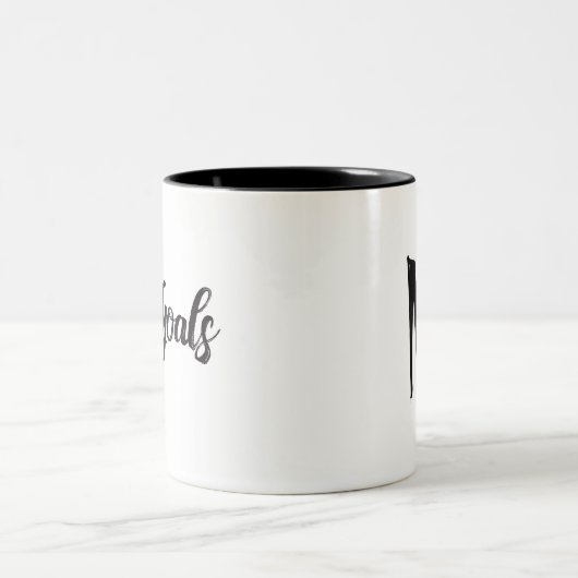 #TiaGoals, Grunge modern script Tweekleurige Koffiemok (Center)