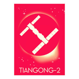 Tiangong-2 China ruimtestation ruimte kunst. Foto Afdruk
