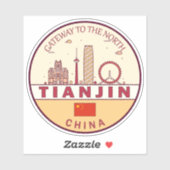 Tianjin China City Skyline Embleem Sticker (Vel)