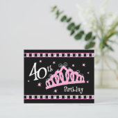 Tiara 40e Anniversaire Carte postale Invitation (Debout devant)