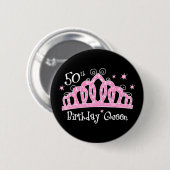 Tiara 50th Birthday Queen DK Ronde Button 5,7 Cm (Voorkant /achterkant)