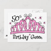 Tiara 50th Birthday Queen LT Briefkaart (Voorkant / Achterkant)