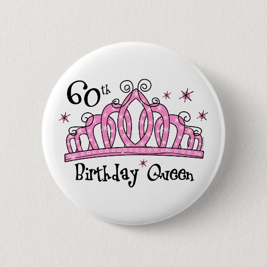 Tiara 60th Birthday Queen LT Ronde Button 5,7 Cm (Voorkant)