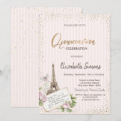 Tiara,Confetti,Eiffel Tower Roses Striped Kaart (Voorkant / Achterkant)