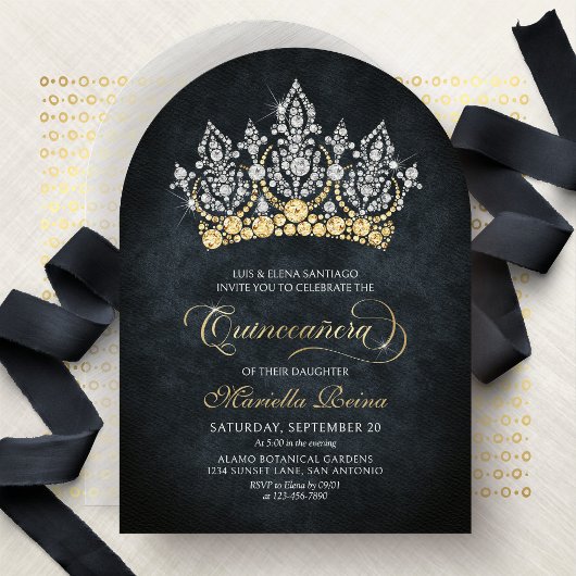 Tiara Crown Diamond Quinceanera Invitation