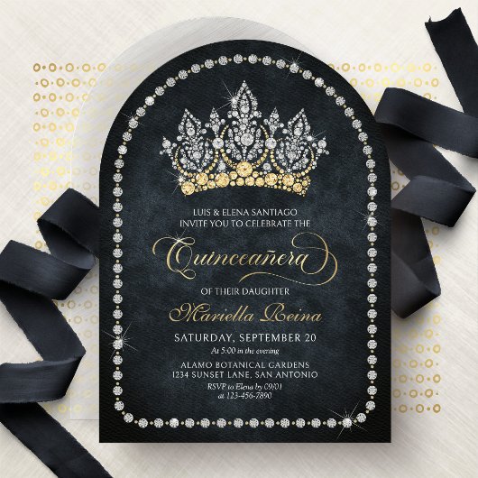 Tiara Crown Diamond Quinceanera Invitation