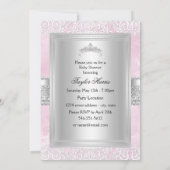 Tiara & Damask Pink Princess invitation Baby showe (Dos)
