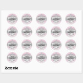 Tiara & Damask Roze Baby showers Sticker (Vel)
