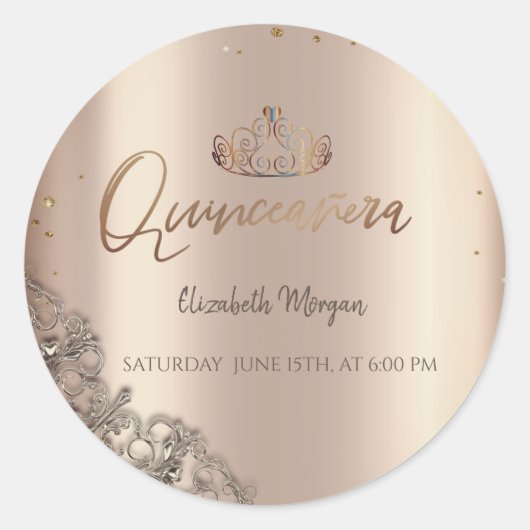Tiara Diamonds Cooper Quinceañera Ronde Sticker (Voorkant)