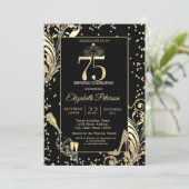 Tiara Glitter Heels Diamonds Swirls 75e verjaardag Kaart (Staand voorkant)