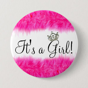 Tiara "Het is een meisje!" Baby Shower Ronde Button 7,6 Cm