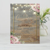 Tiara, Lichten, Lijst van hout, Flowers Quinceañer Kaart (Staand voorkant)