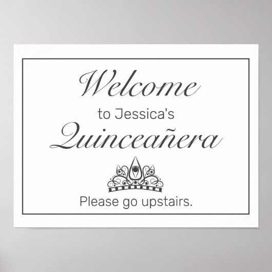 Tiara Minimalist White Quinceanera Affiche de bien (Devant)
