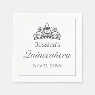 Tiara Modern Minimalist White Black Quinceañera Servet