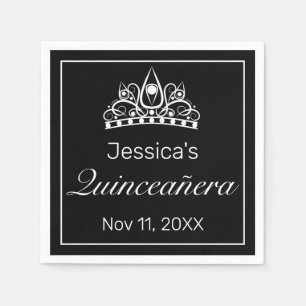 Tiara Modern Minimalistisch Wit Zwart Quinceañera Servet