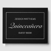 Tiara Modern Minimalistisch Zwart Quinceañera Verj Gastenboek (Voorkant)