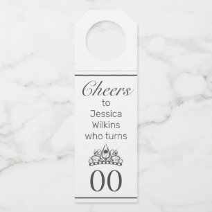 Tiara Moderne minimalistische witte verjaardag Flessenhanger