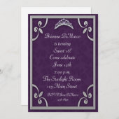 Tiara Paarse Silver Uitnodiging (Voorkant / Achterkant)