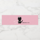 Tiara Party Cat Pink Waterfles Etiket (Enkel label)