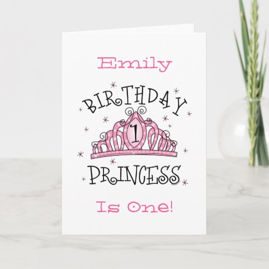 Tiara Princess 1er Anniversaire Carte - Customisée (Devant)