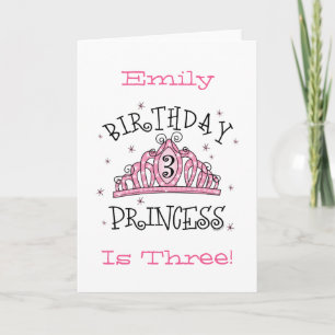 Tiara Princess 3rd Birthday Card - Gepersonaliseer Kaart