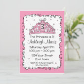 Tiara Princess 3rd Birthday Custom Invitation Kaart (Staand voorkant)
