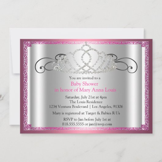 Tiara Princess Baby shower Invitation (Devant)