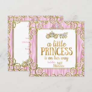 Tiara Princess Baby shower Pink Horse Carriage Kaart