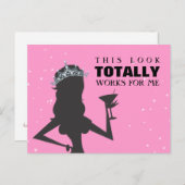 Tiara Princess met een Cocktail Funny Briefkaart (Voorkant / Achterkant)