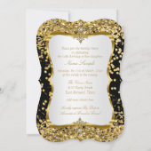 Tiara Princess Sweet 16 Gold Noir Blanc Invitation (Dos)