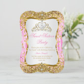 Tiara Princess Sweet 16 Invitation blanc or rose (Debout devant)